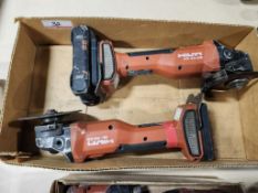 LOT - HILTI AG 4S-22 21.6V BATTERY GRINDERS W/ (1) BATTERY, NO CHARGER