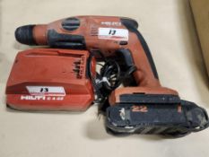 HILTI TE 2-22 21.6V BATTERY ROTARY HAMMER W/ (1) BATTERY, (1) CHARGER