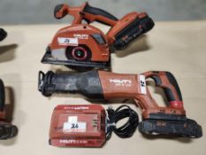 LOT - HILTI SR 6-22 21.6V SAWZALL & HILTI SC 5ML-22 CIRCULAR SAW W/ (2) BATTERIES & (1) CHARGER