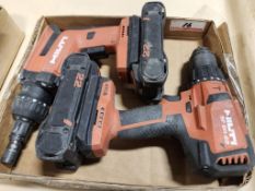 LOT - HILTI SF 6H-22 21.6V BATTERY HAMMER DRILL & HILTI ST 2000-22 SCREW GUN W/ (2) BATTERIES, NO CH