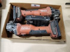 LOT - HILTI AG 4S-22 21.6V BATTERY GRINDERS W/ (1) BATTERY, NO CHARGER