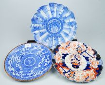 3 Fächerplatten Satsuma und China jew. ca. um 1900