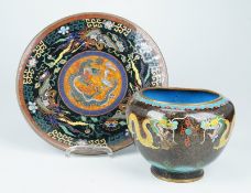 Cloisonné Platte und Pflanztopf