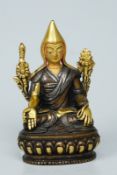 Sehr feiner Tsongkappa - Lama, 18/19.Jh., Bronze/Silber vergoldet