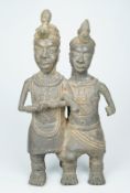 Bronzeskulptur eines Königspaares Ife-Stil, Nigeria