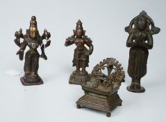 4 Hinduistische Gottheiten Indien/Thai 19. JH 