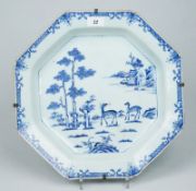 Große oktagonale Schale China Quianlong: Hirsche