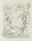 Kubin, Alfred (zugeschrieben): Lithographie, "Bettelei ist in dieser Gemeinde verboten"