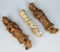 Drei hinduistische Holzstelen Tempelgottheiten 18./19. Jh.