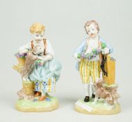 Potschappel, sächsische Porzellanmanufaktur: 2 Figuren "Kinderpaar mit Hunden"