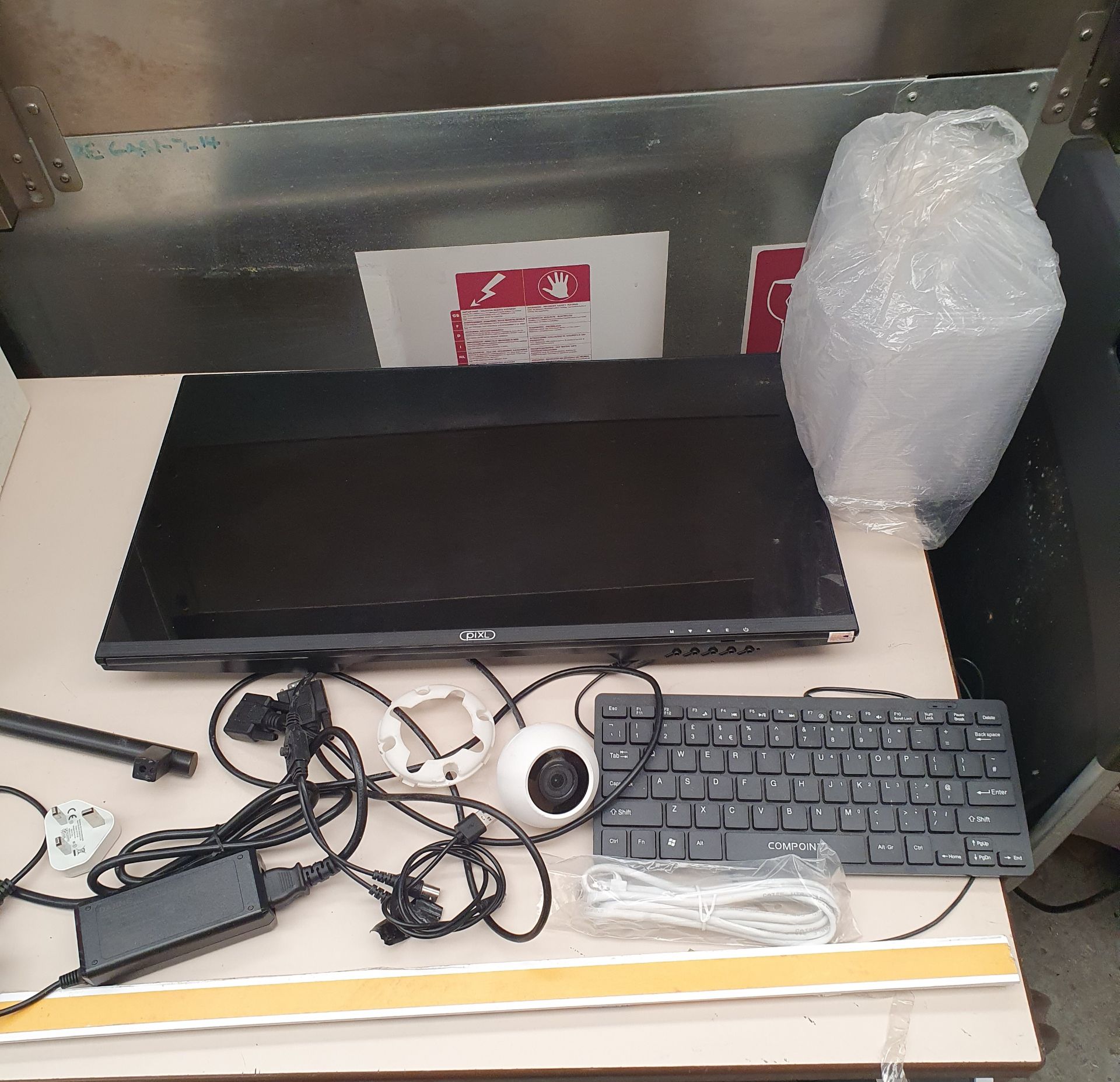 Bin, Wires, Open Sign & TV - Image 2 of 3