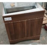 Walnut-colored Bathroom Vanity Unit Features Two Doors