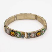 An Italian inlaid glass micromosaic panel bracelet.