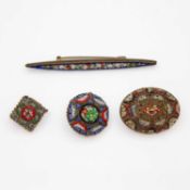 A selection of four Italian micro mosaic brooches.