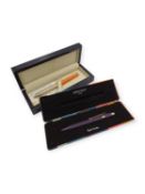 ASPINAL OF LONDON silver and leather ballpoint pen with Paul Smith Carand'ache ballpoint pen.