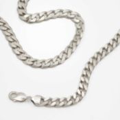 A heavy 925 silver gentleman's curb link necklace with similar bracelet.