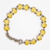 SCANDINAVIAN silver and yellow guilloche enamel bracelet.