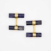 A pair of lapis lazuli silver gilt cufflinks.