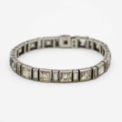An Art Deco-style silver and rhinestone line bracelet.