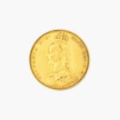 A Victoria 1887 jubilee bust full sovereign gold coin.