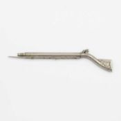 A rare early Victorian silvered combination propelling pencil and toothpick fob in the form of a fli