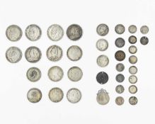 GB - A selection of George IV to George V silver coinage.