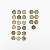 GB - A collection of Victoria silver one shilling coins.