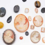 A collection of loose gemstones and findings.