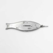 An unusual Victorian silver combination pocket tool in the form of a fish by W Thornhill & Co.