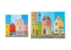 Mark BROOKS (1957-2023, Outsider Artist) 'Black Moon Street, No 30, 31, 32 & 33' and 'Composite Stre