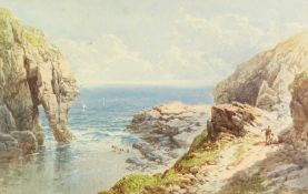 William Henry PIKE (1846-1908) Cornish Beach View with Archway (1880)