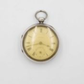 A silver cased key wind open face lever pocket watch.