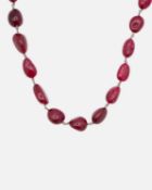 A red dyed quartz irregular bead necklace.