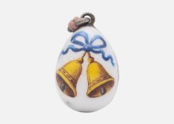 An Imperial Russian silver and enamel small egg pendant.