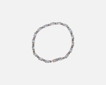 A 925 silver blue topaz set bracelet.