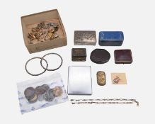A group of items to include a little costume jewellery, coins, antique jewellery boxes etc.