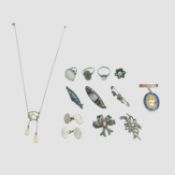 A selection of silver jewellery.