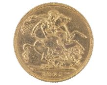 GB - An Edward VII 1905 full sovereign gold coin.