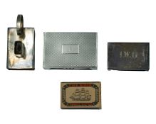 A silver combination 'go-to-bed' match box holder.