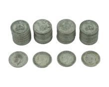 GB - A collection of George V, pre-1947, .500 silver, one shilling coins.