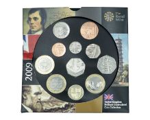 GB - The Royal Mint QEII Brilliant Uncirculated coin collection 2009 with Kew Gardens 50p fifty penc