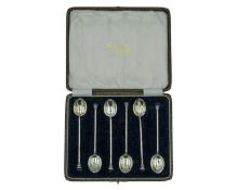A set of six silver coffee spoons by William Suckling Ltd.