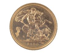 GB - A Queen Elizabeth II 2000 half sovereign gold coin, within case.