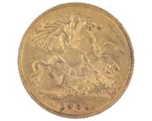 GB - A Victoria 1900 half sovereign gold coin.
