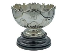 A large George V silver trophy bowl by Fordham & Faulkner.