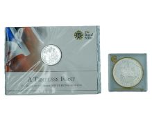 GB - Two silver proof coins, one a £20 .999 fine silver, the other a Charles I Millionaires Collecti