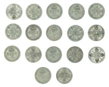 GB - A collection of One Florin and Two Shilling .500 silver coins, George V-George VI.