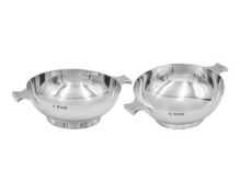 A pair of modern Scottish silver Quaichs, by J. B. Chatterley & Sons Ltd.