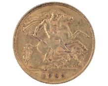 GB - An Edward VII 1909 half sovereign gold coin.