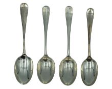 A pair of silver Hanoverian-pattern teaspoons by Hawksworth, Eyre & Co Ltd.